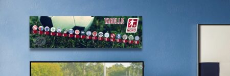 Eine Magnettabelle der Regionalliga Nord hängt im Wohnzimmer